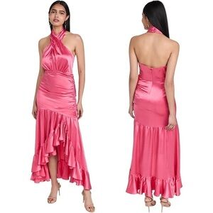 Cinq à Sept Arianna Silk Ruffle Midi Dress Pink Candy Size 6 NWT